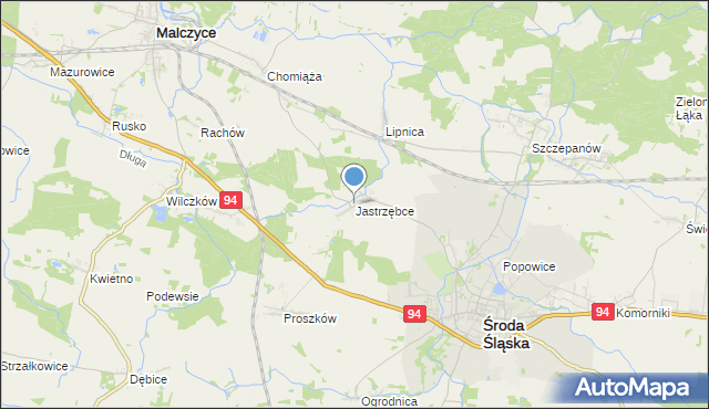 Mapa Jastrzębce, Jastrzębce gmina Środa Śląska na mapie Targeo